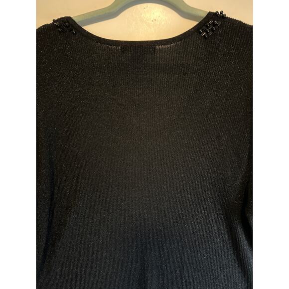 August Silk Beaded Embellished Silk Blend Scoop Neck Metallic Black Top Size 2X - Picture 7 of 10